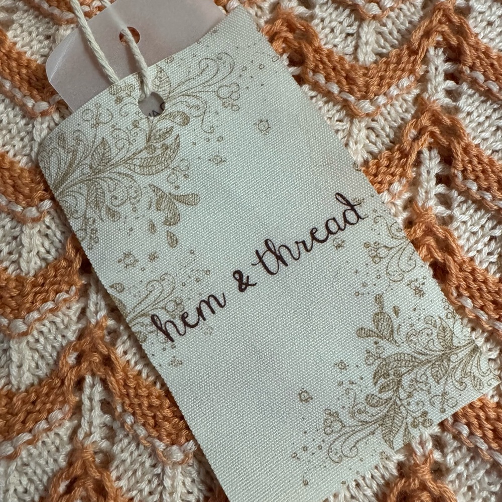 NWT Hem & Thread Orange and Light Pink Zigzag Sweater Size Medium - Picture 6 of 7